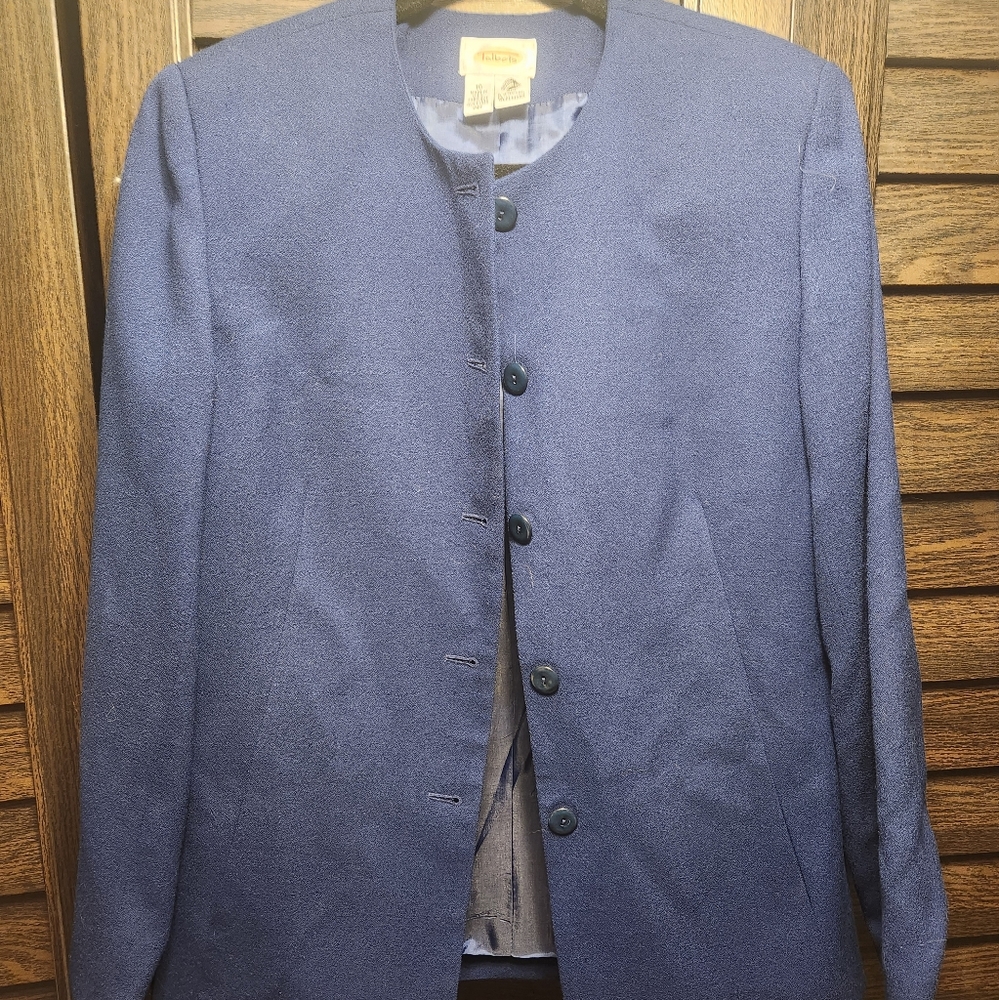 Talbots Dark Blue 100% Wool Size 10 Jacket